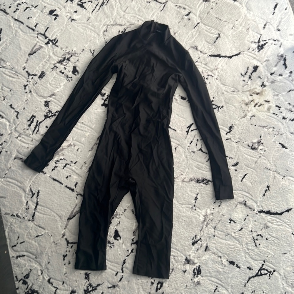 Fashion Nova black spandex material jumpsuit